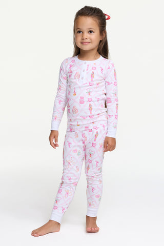 Roller Rabbit Pink Kids Sugarplum Lattice Pajamas