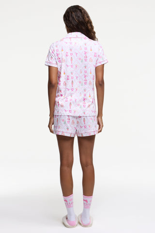 Roller Rabbit Pink Sugarplum Lattice Polo Pajamas