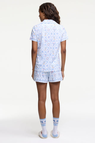 Roller Rabbit Blue Starry Nights Lattice Polo Pajamas