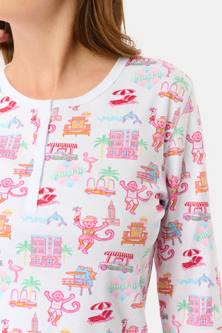 Roller Rabbit Pink Miami Monkey Pajamas