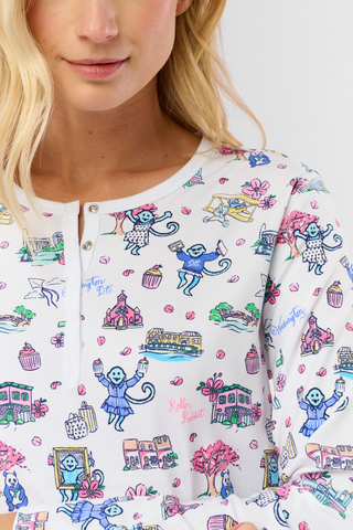 Roller Rabbit Blue Georgetown Monkey Pajamas