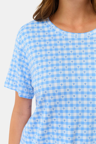 Roller Rabbit Blue Gingham Hearts Camryn Tee