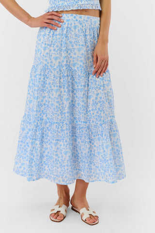 Roller Rabbit Blue Cherry Blossom Toile Carlisa Skirt