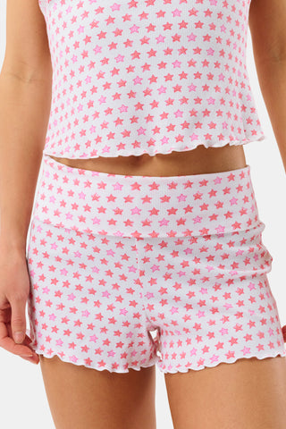 Roller Rabbit Coral Stars Ann Rollover Shortie