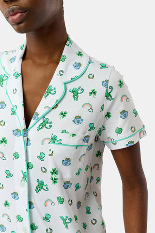 Roller Rabbit Green Luck O' The Monkey Polo Pajamas