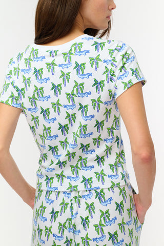 Roller Rabbit Blue Snappy Palms Baby Tee