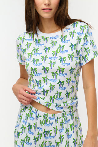 Roller Rabbit Blue Snappy Palms Baby Tee