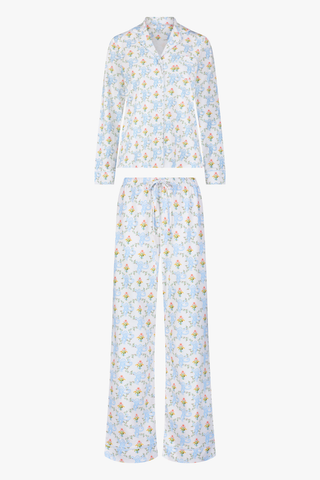 Roller Rabbit x Hill House Floral Monkey Trellis Long Sleeve Polo Pajamas