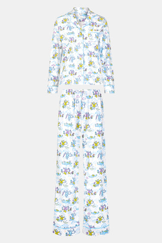 Roller Rabbit Pink April Showers Long Sleeve Polo Pajamas