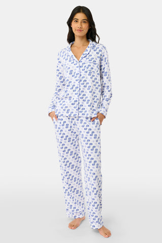 Roller Rabbit Blue Moby Long Sleeve Polo Pajamas