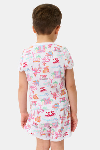 Roller Rabbit Pink Miami Monkey Polo Pajamas