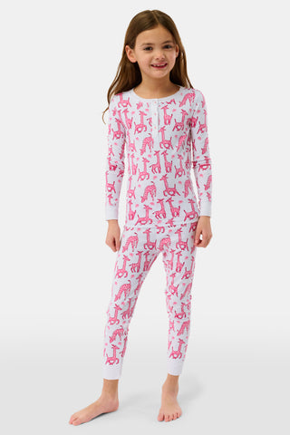 Roller Rabbit Pink Kids Gigi Giraffe Pajamas
