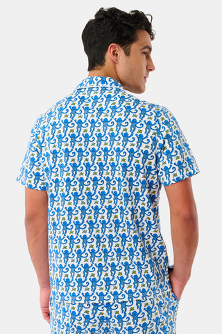 Roller Rabbit Men's Blue Monkey Louie Pajama Set