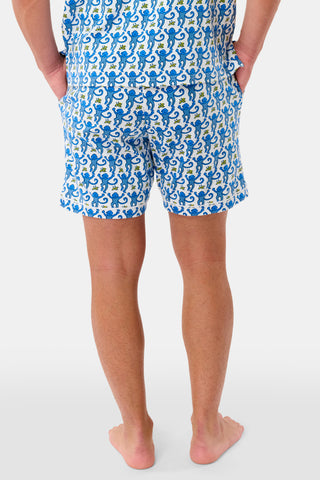 Roller Rabbit Men's Blue Monkey Louie Pajama Set