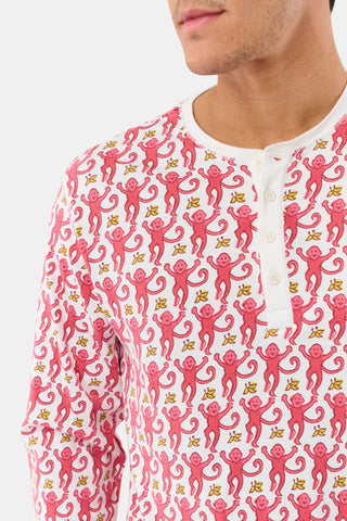 Roller Rabbit Men's Monkey Pink Spencer Pajamas