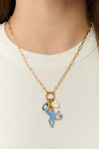 Roller Rabbit Blue MONKEY LARIAT NECKLACE