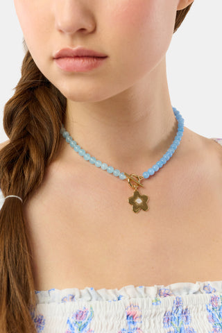 Roller Rabbit Blue FLOWER CHARM BEADED NECKLACE