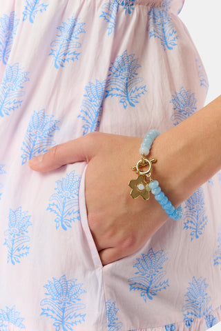 Roller Rabbit Blue FLOWER CHARM BEADED BRACELET
