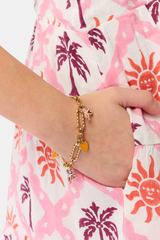 Roller Rabbit Pink/Orange LOVELY MONKEY CHARM BRACELET