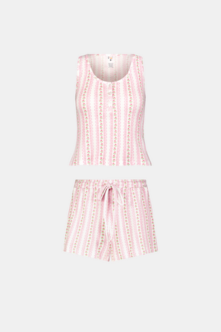 Roller Rabbit Pink Daisy Heart Stripe Cherry Tank Set