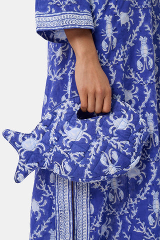 Roller Rabbit Blue Lobster Trellis Fish Purse