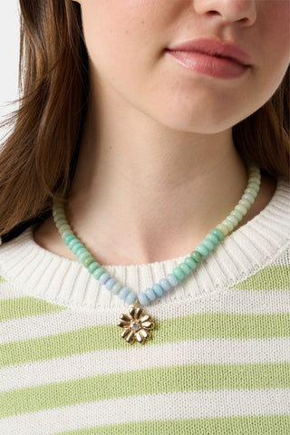 Roller Rabbit Green Daisy Beaded Charm Necklace
