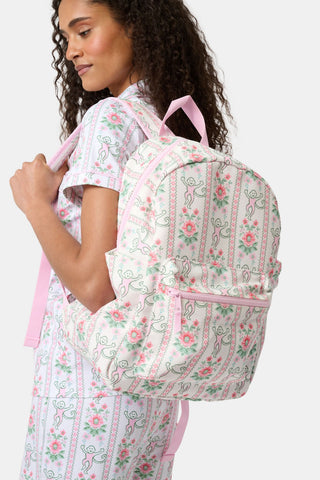 Roller Rabbit x Hill House Pink Monkey Block Stripe Backpack