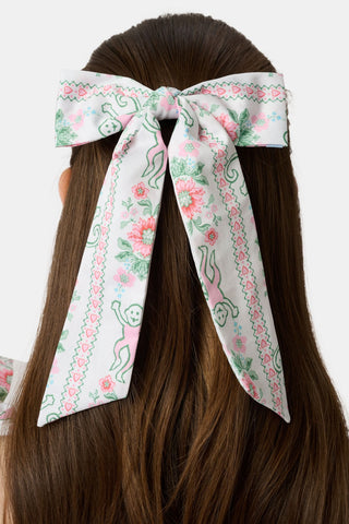 Roller Rabbit x Hill House Pink Monkey Block Stripe Belle Bow