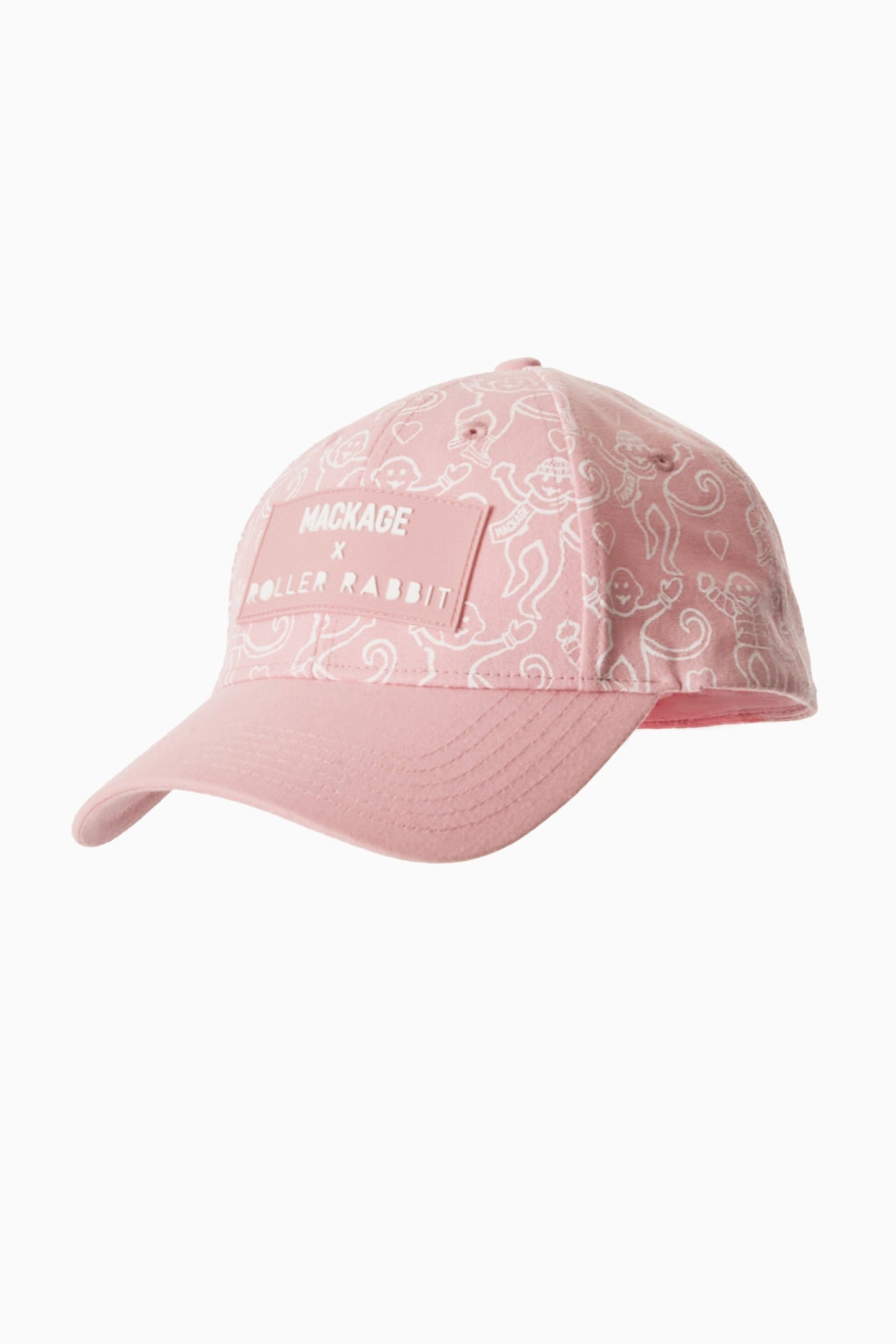 Pink cap with white patterns on a white background view 2