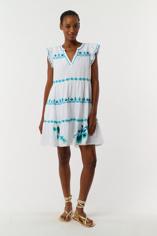 Roller Rabbit Teal Avallon Embroidery Pippa Dress