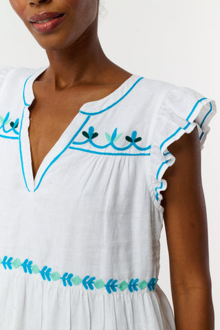 Roller Rabbit Teal Avallon Embroidery Pippa Dress