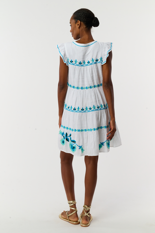 Roller Rabbit Teal Avallon Embroidery Pippa Dress