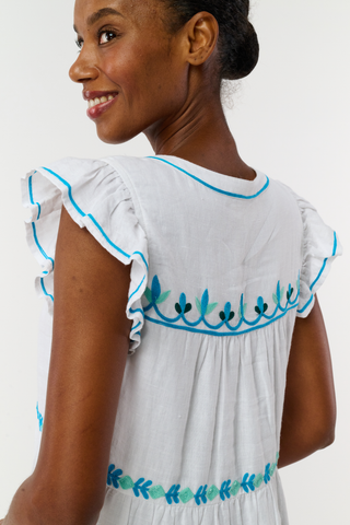 Roller Rabbit Teal Avallon Embroidery Pippa Dress