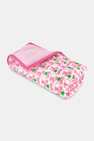 Roller Rabbit Infant Pink Leo the Lion Baby Quilt