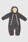 Baby snowsuit with pattern on a white background