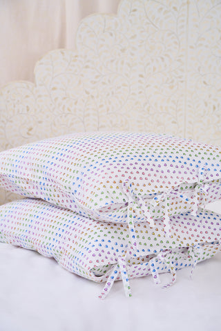 Disco Hearts Pillowcase Set with Ties
