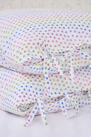 Disco Hearts Pillowcase Set with Ties
