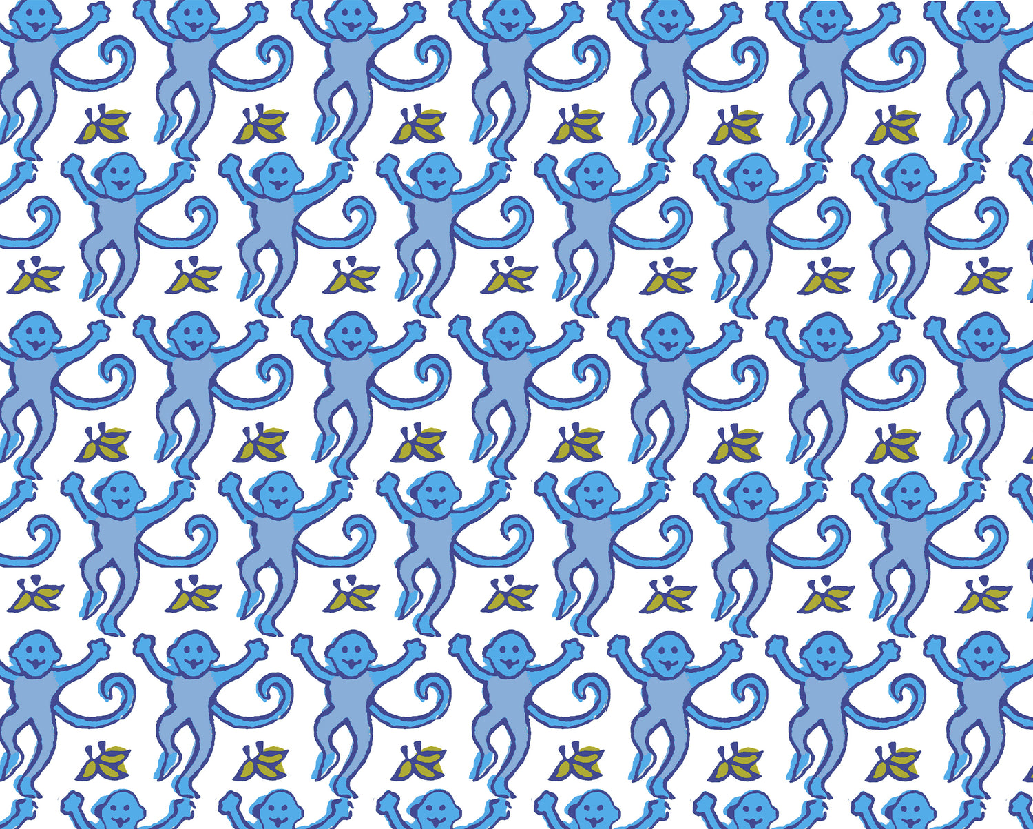 Roller Rabbit Blue Monkey Print