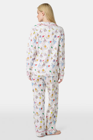 Roller Rabbit White Birthday Bonanza Long Sleeve Polo Pajamas