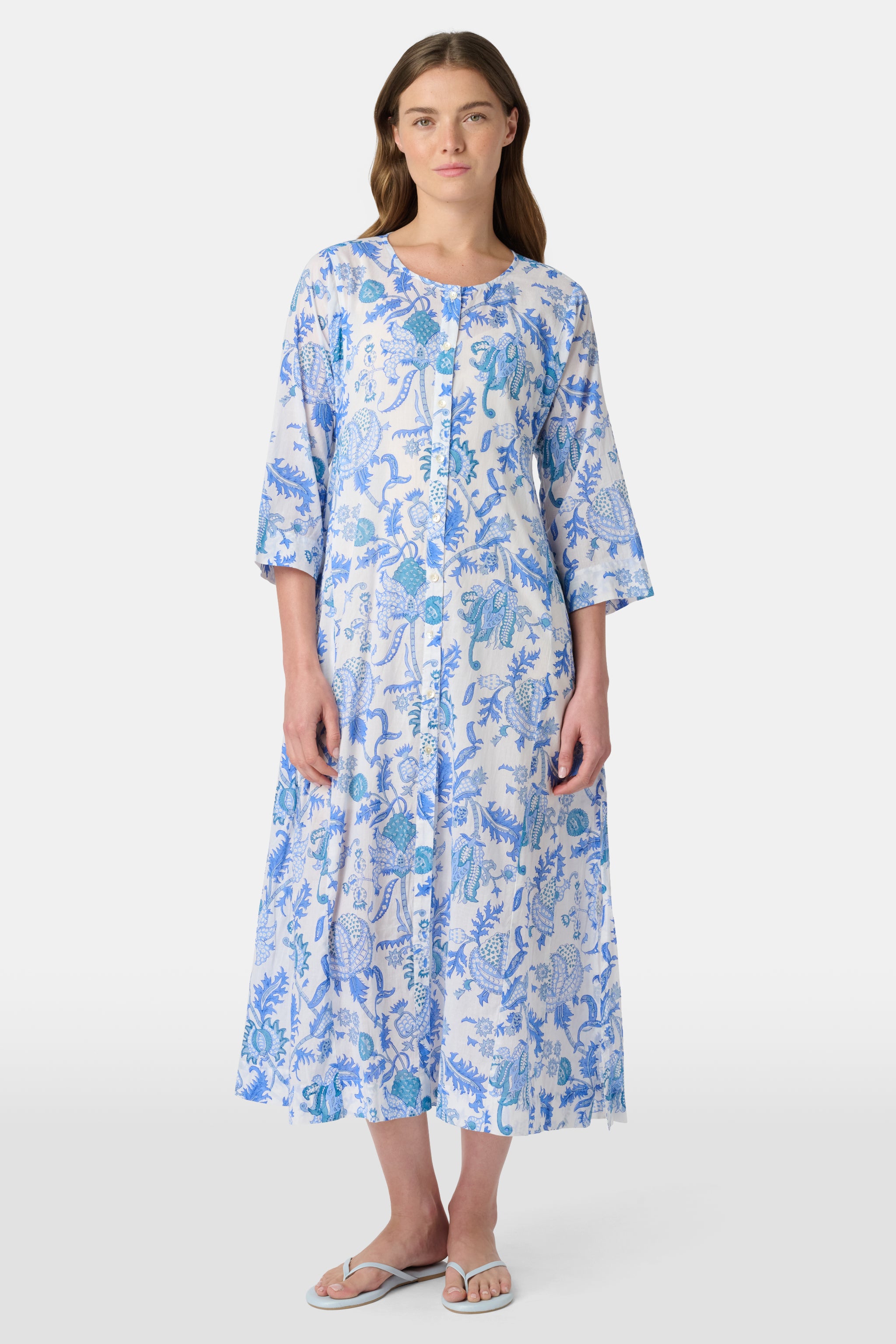 kurta maxi dress VRISHTI Pure Cotton Block Print, Red Long Dress Kurta Ayurvastram