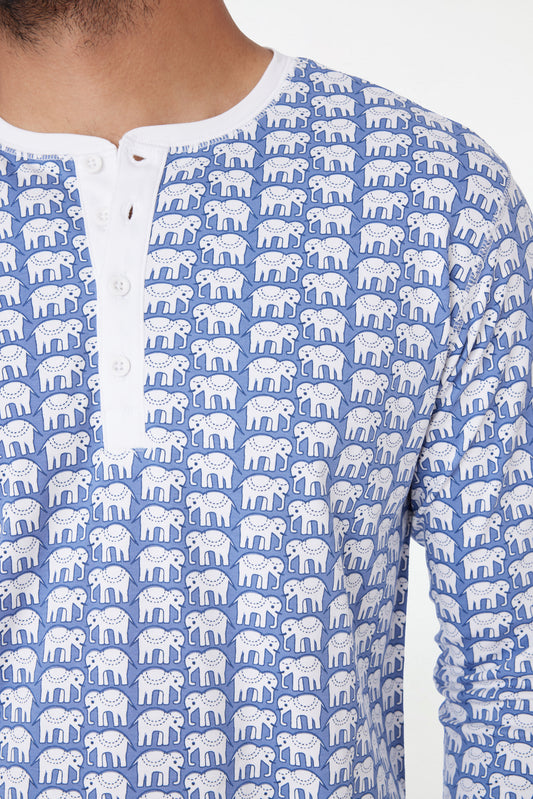Roller Rabbit Men's Blue Hathi Spencer Pajamas