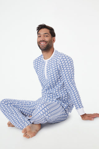 Roller Rabbit Men's Blue Hathi Spencer Pajamas