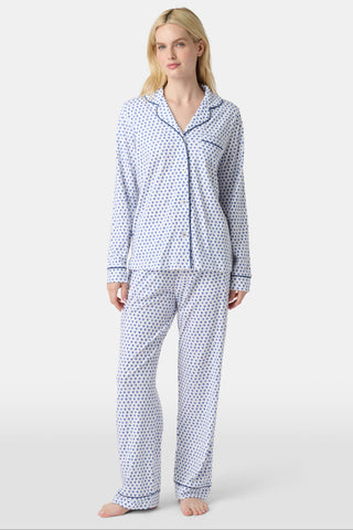 Roller Rabbit Blue Hearts Long Sleeve Polo Pajamas