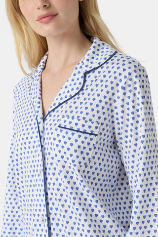 Roller Rabbit Blue Hearts Long Sleeve Polo Pajamas