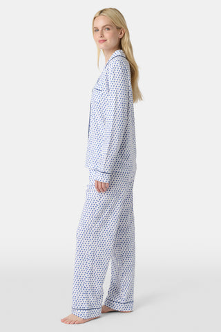 Roller Rabbit Blue Hearts Long Sleeve Polo Pajamas