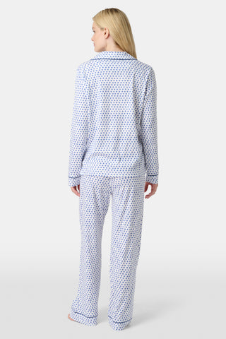 Roller Rabbit Blue Hearts Long Sleeve Polo Pajamas