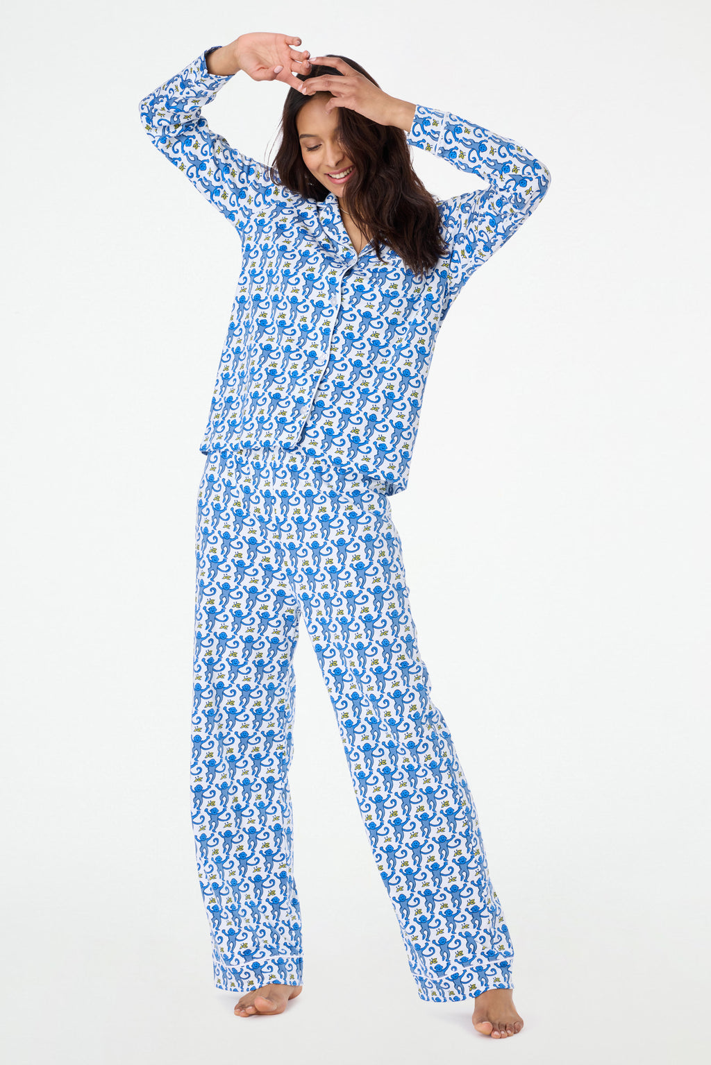 Buy Blue Marl Long Sleeve Pyjamas XL, Pyjamas