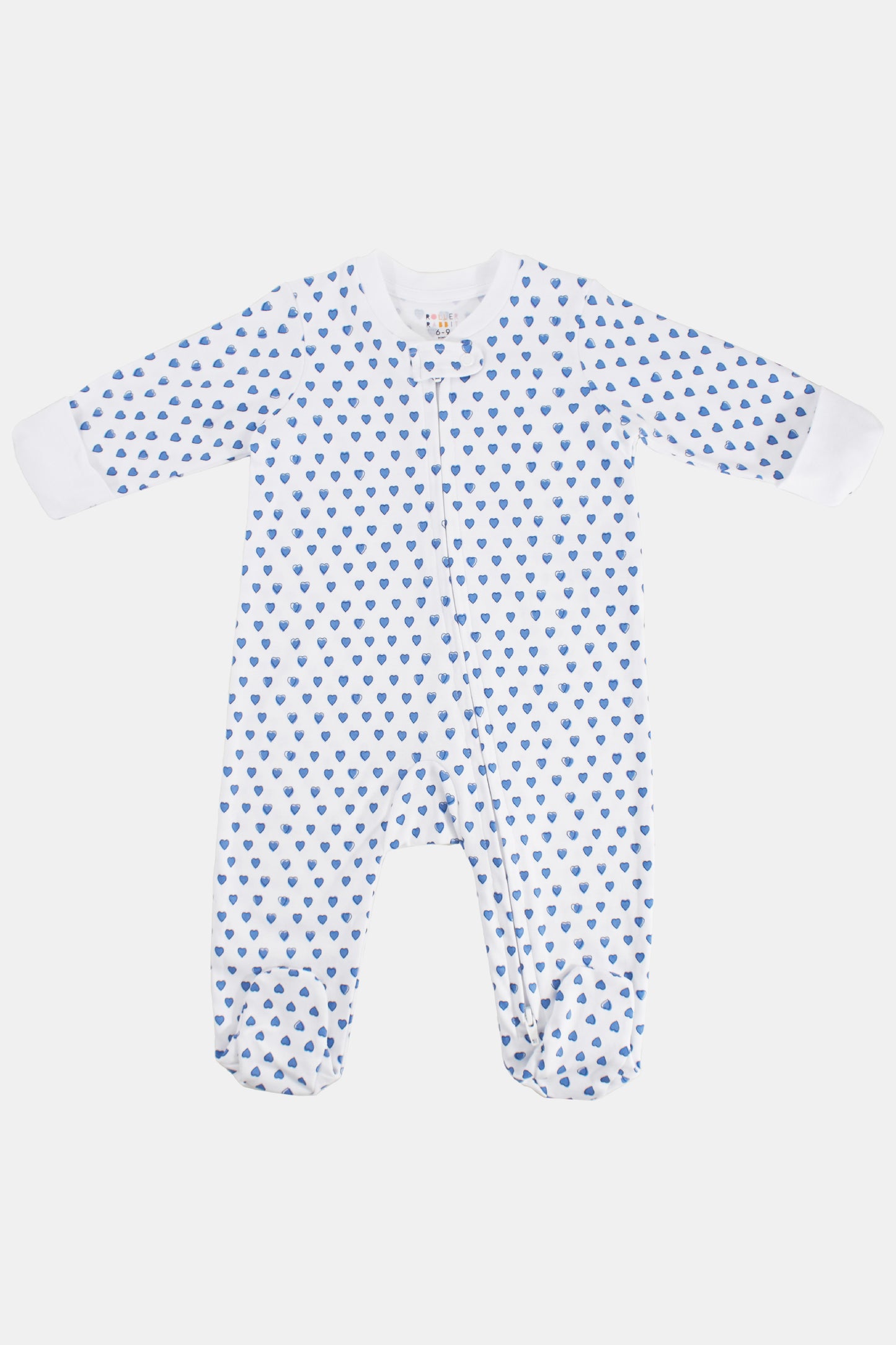 Roller Rabbit Blue Hearts Infant Footie Zipper Pajama