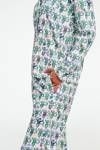 Boston Monkey Long Sleeve Polo Pajamas