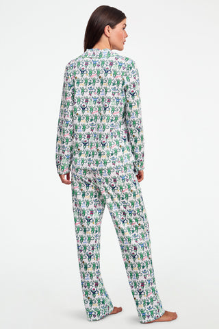 Boston Monkey Long Sleeve Polo Pajamas